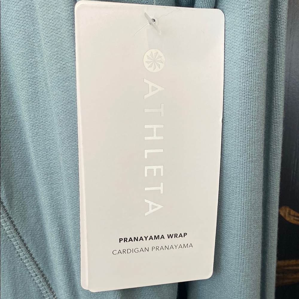 Athleta Light grayish blue PRANAYAMA WRAP Open Front Cardigan SIZE LARGE NEW - Picture 3 of 3